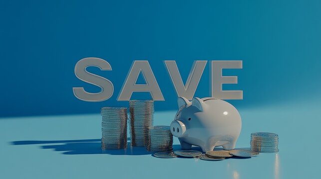 Stacking transparent save letters above daab urban setting graphic art modern environment creative perspective design concept