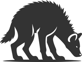 A hyena with its back arched, preparing to pounce animal silhouette vector