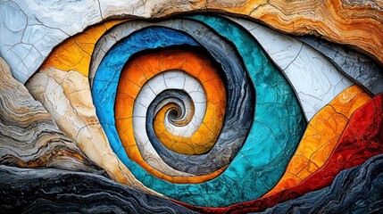 A mesmerizing swirl of colors creates an eye-like appearance, showcasing dynamic patterns and textures that celebrate the beauty of nature in an abstract manner, inspiring wonder.