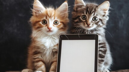 Curious kittens discover tablet fun cozy living room short story playful atmosphere whimsical perspective
