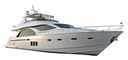 Luxury yacht sailing adventure marina bay boat water aerial view isolated on transparent background