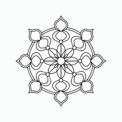 abstract floral ornament, simple mandala coloring page, vector mandala line art