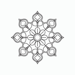abstract floral ornament, simple mandala coloring page, vector mandala line art