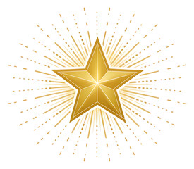 Obraz premium Celebratory golden star digital graphic design bright atmosphere isolated on transparent background