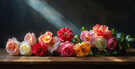 Aromatic Bouquet of Roses in Sunlight