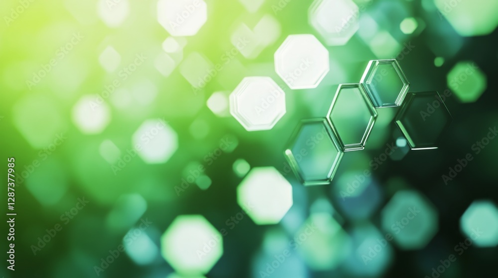 Poster transitioning vertical gradient over hexagon bokeh abstract art digital design creative studio aesth