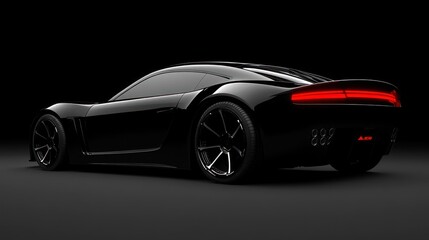 Fototapeta premium Sleek Black Luxury Sports Car: A Nighttime Automotive Showcase