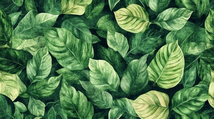 Obraz premium Decorative green leaves design nature background digital art lush environment close-up view vibrant botanical concept