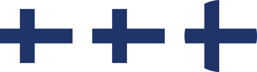 Three Variations of a Navy Blue Cross on a White Background
