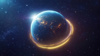 Fototapeta premium Earth's Enigmatic Glow: A Celestial Tapestry of Light and Wonder