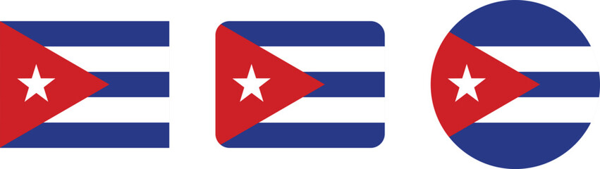 Cuban Flag Variations in Different Shapes