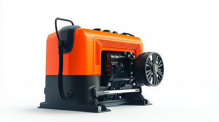 Powerful industrial generator workshop equipment showcase clean environment front angle energy efficiency concept