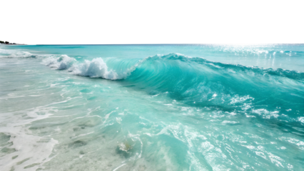 Waves crashing on sunny beach tropical paradise nature scene isolated on transparent background