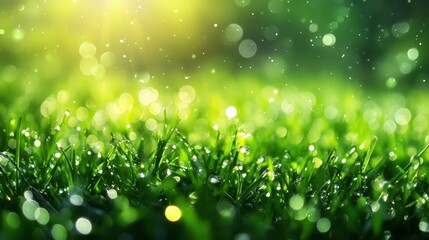 Obraz premium Captivating nature scene lush green field bokeh photography outdoor setting close-up view vibrant grass for natural aesthetics