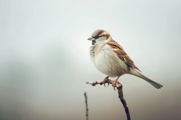 High Quality Picture of Bird Sitting on Stick on Farm