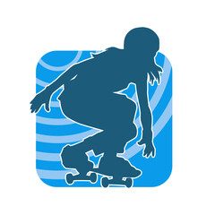 Silhouette of a female in action pose on skateboard. Silhouette of an urban girl on skateboard.