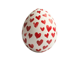 Easter Egg with Hand Painted Red Heart isolated on Transparent Background