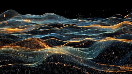 Obraz premium Pulsating data illuminating virtual circuitry digital realm visual art cybernetic environment futuristic perspective data visualization