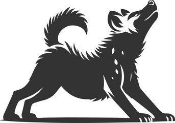 A hyena stretching its front legs after waking up animal silhouette vector
