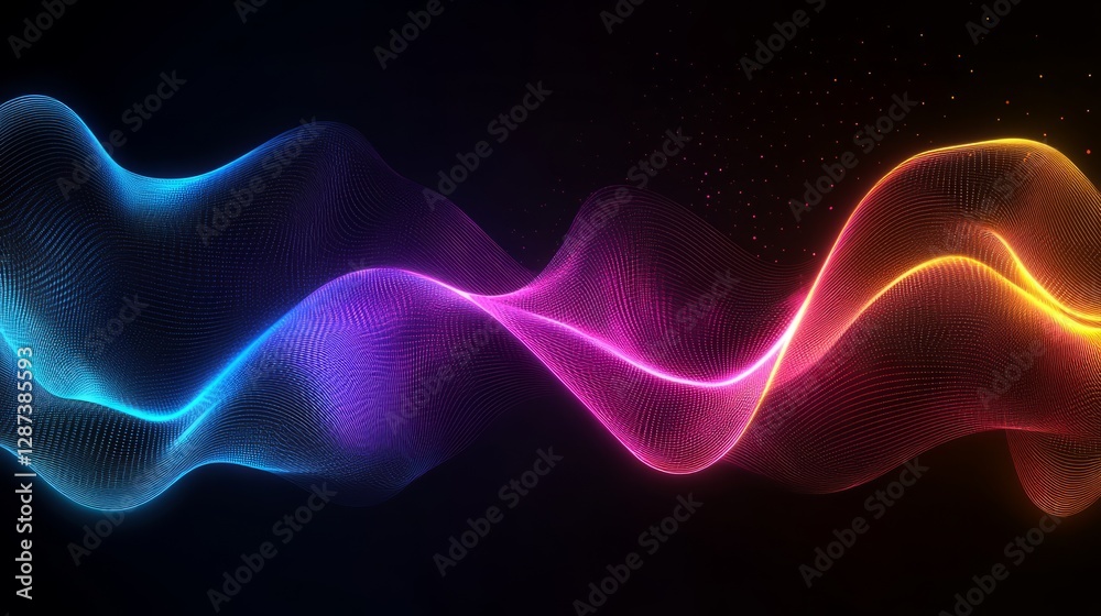Poster futuristic abstract background with vibrant glowing lines creating dynamic geometric shapes, showcas