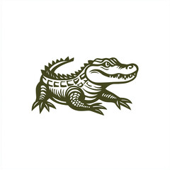 Stylized Alligator Illustration Reptile Graphic Green Crocodile Design