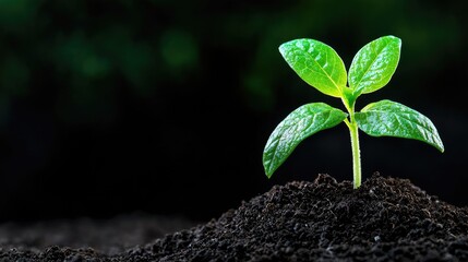 Naklejka premium Young sprout growing from soil, nature's rebirth, fresh start, hope