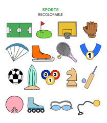 Sport set equipment concept: sport games accessories and sportswear vector illustration.