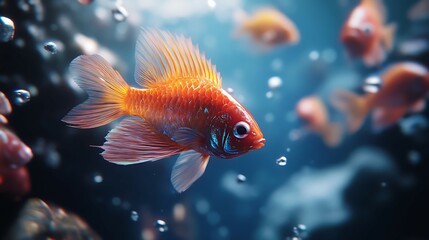 Fototapeta premium Beautiful fish swimming in the sea. Underwater world. Marine life.
