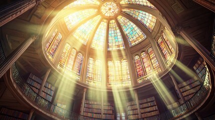 Obraz premium Treetop View of a Stunning Library with Century-Old Architecture