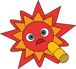 A fun coloring page of an angry cartoon firecracker with a furious face, clenched teeth, and sparks flying. Perfect for creative coloring and explosive expressions!