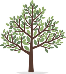 Obraz premium A Flat-Style Sparse tree on a Plain White Background