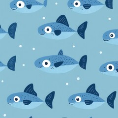 Naklejka premium Playful fish patterns underwater scene digital illustration calm environment top view cute design