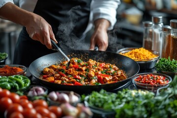 Cooking delicious chicken curry kitchen food photography culinary close-up flavorful experience
