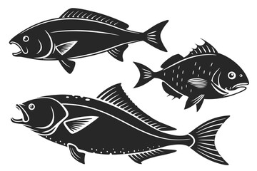 set of fish silhouette vector illustration
