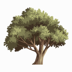 A Flat-Style short tree on a Plain White Background