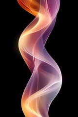 Obraz premium Abstract orange and purple flowing shapes on black background creating a dynamic and modern design for creative projects and wall art