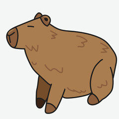 cute cabybara with white Background