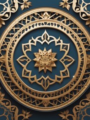 Exquisite 3D Ramadan Islamic round pattern with Persian influences, detailed arabesque ornament vector.