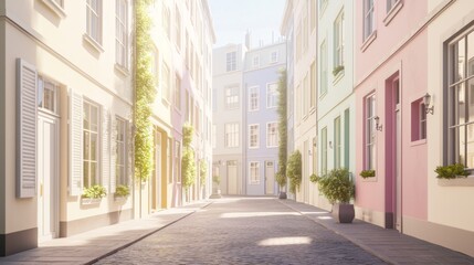 Obraz premium Weathered Stone Gate Leading Into a Quaint European Street Scene