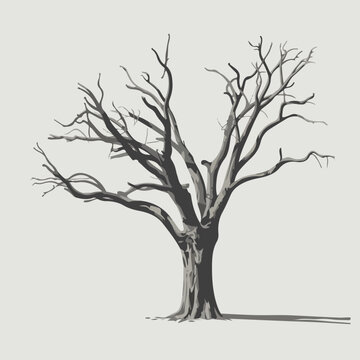 A Flat-Style Dead tree on a Plain White Background