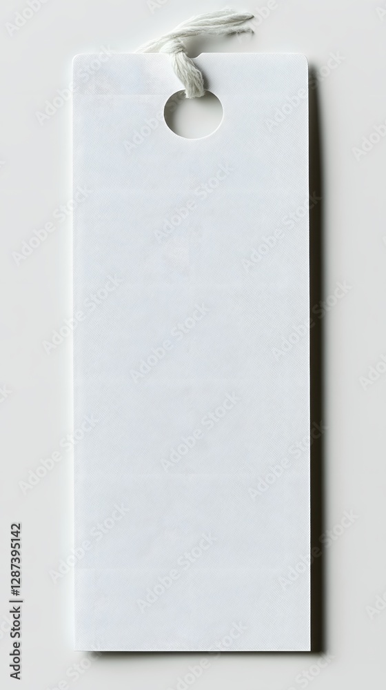 Poster elegant blank white tag with string on a clean background for product labeling and branding display 