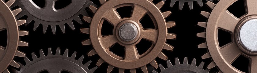 Obraz premium decisions logic execution concept. Gears in mechanical arrangement