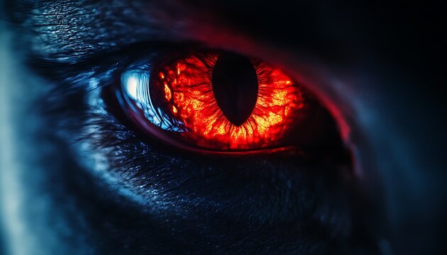 Close-up glowing red eye