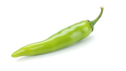 Vibrant Green Chili Pepper on White Background