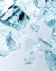 Obraz premium Abstract shards of transparent ice reflecting light on a clean white surface creating a cool and modern visual