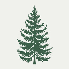 A Flat-Style pine tree on a Plain White Background