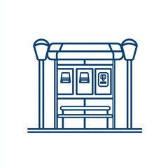 Bus Stop Shelter with Bench and Advertising Panels