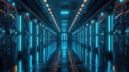 Fototapeta premium Futuristic Server Room