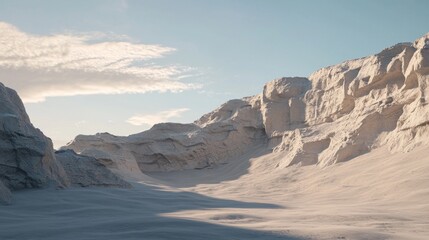 Fototapeta premium Sunlit Dunes with Glowing Edges Under Soft Sky in Desert Scene