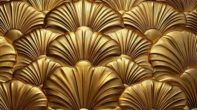 Ornate gold scallop shell architectural design background